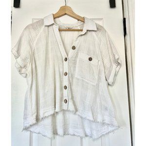 AEROPOSTALE WHITE BUTTON-UP SHORT SLEEVES TOP